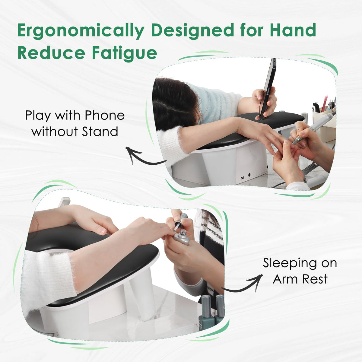 LIONVISION arm rest showing PU leather finish and cushions for smooth sessions
