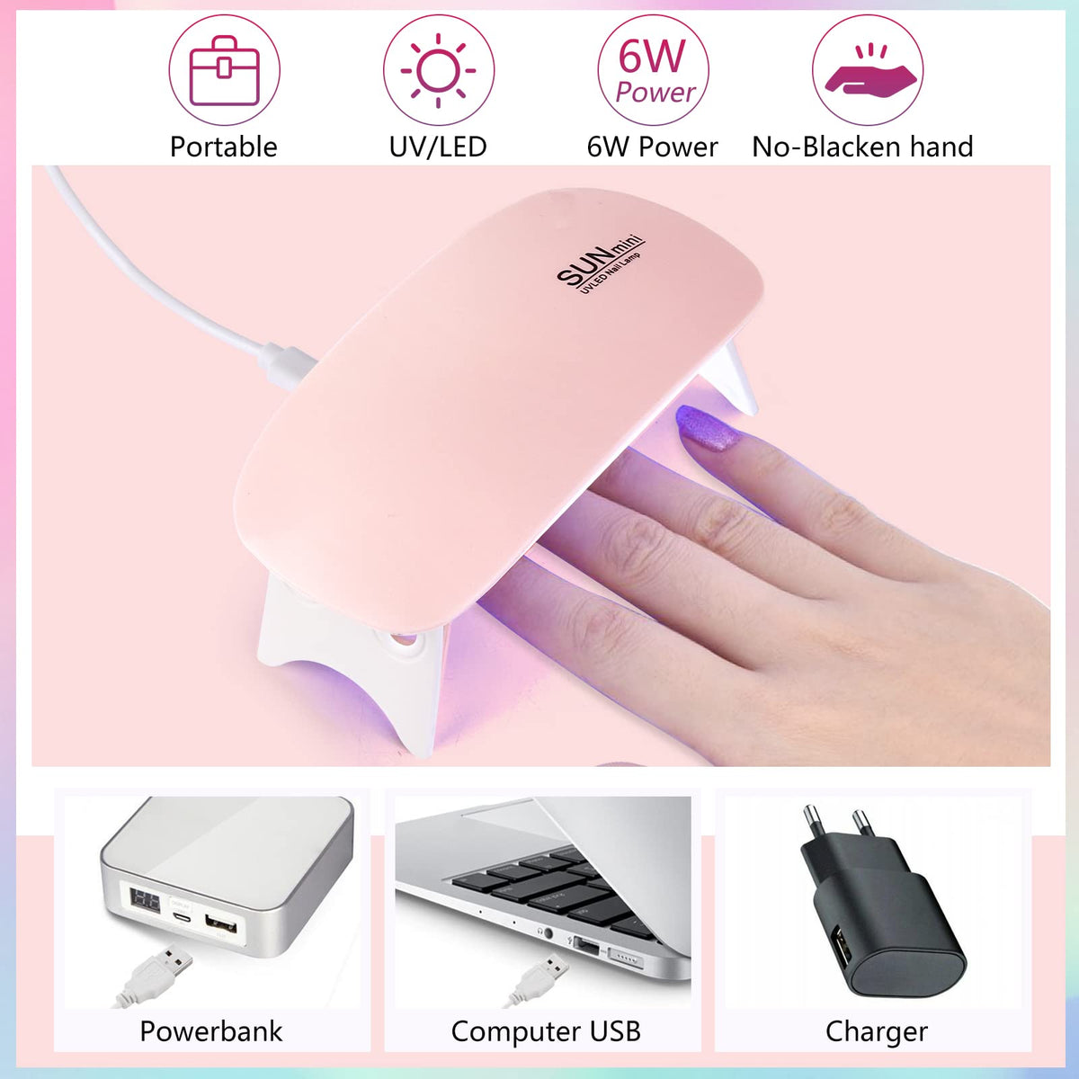 LIONVISION mini nail lamp for quick, even curing at home.