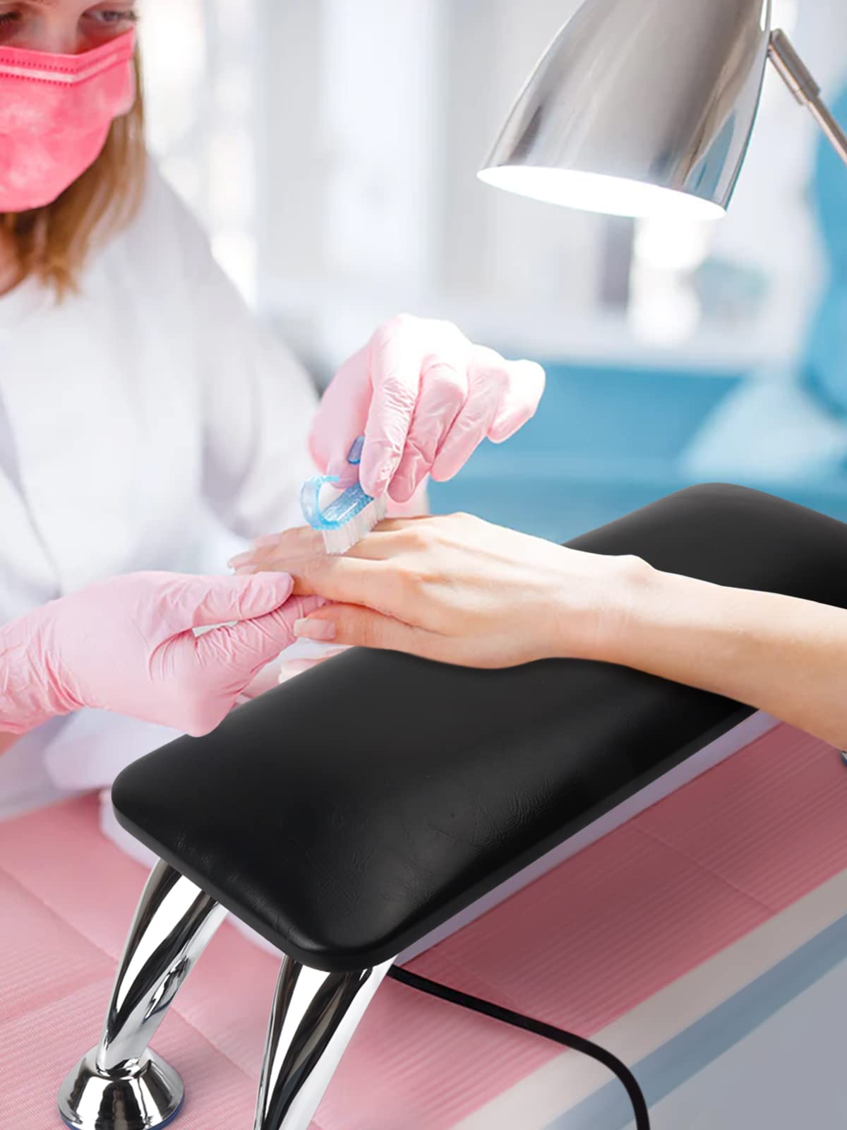 Lionvision nail arm rest with soft microfiber leather enhances comfort and durability.