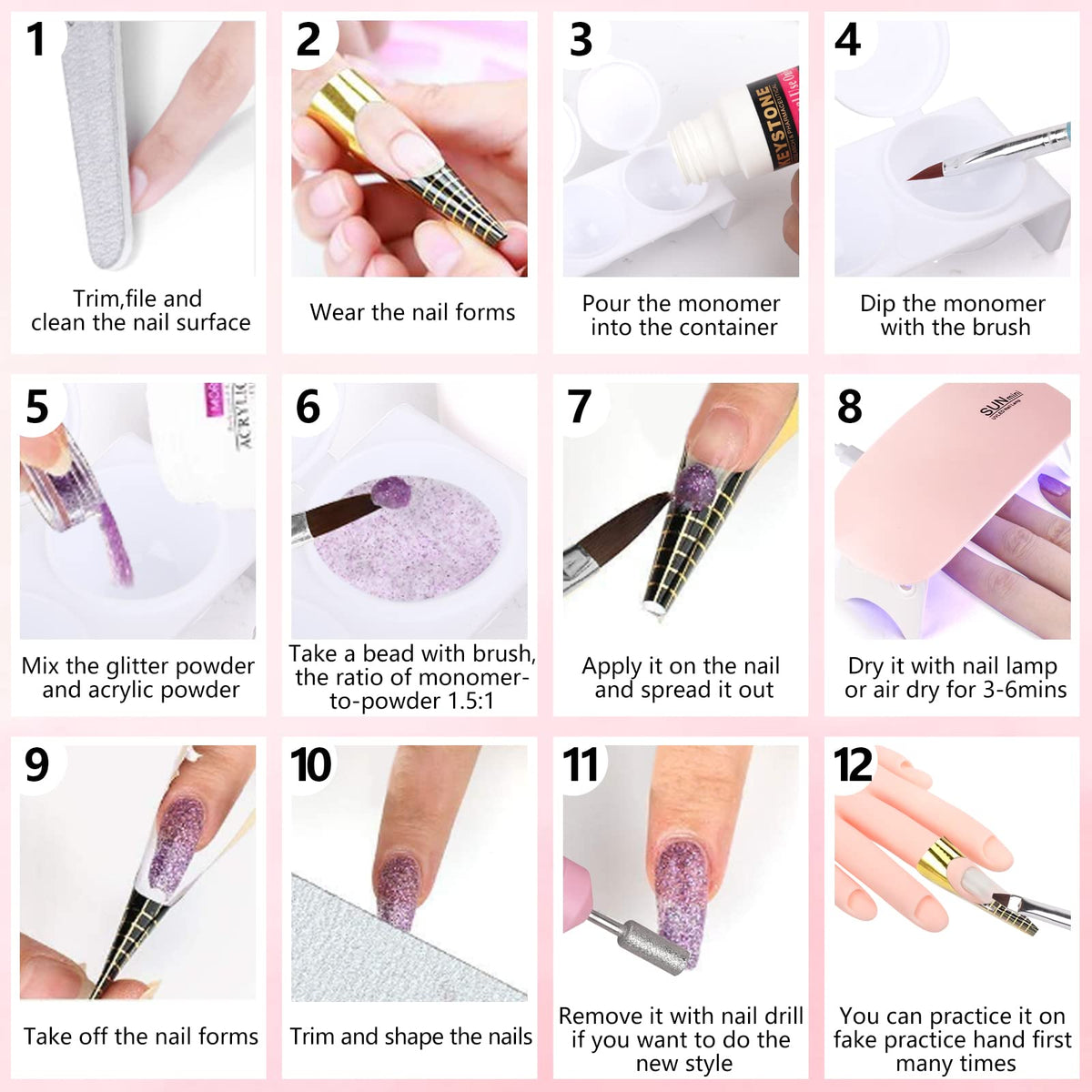 LIONVISION nail art decorations including rhinestones and French tips.