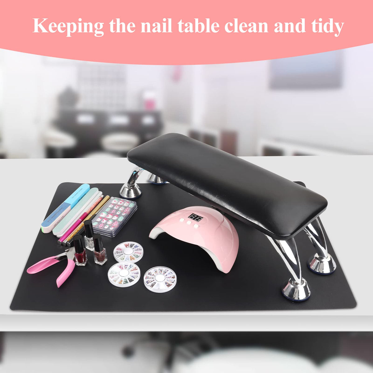 Lionvison microfiber leather hand rest provides smooth support for precise nail art.