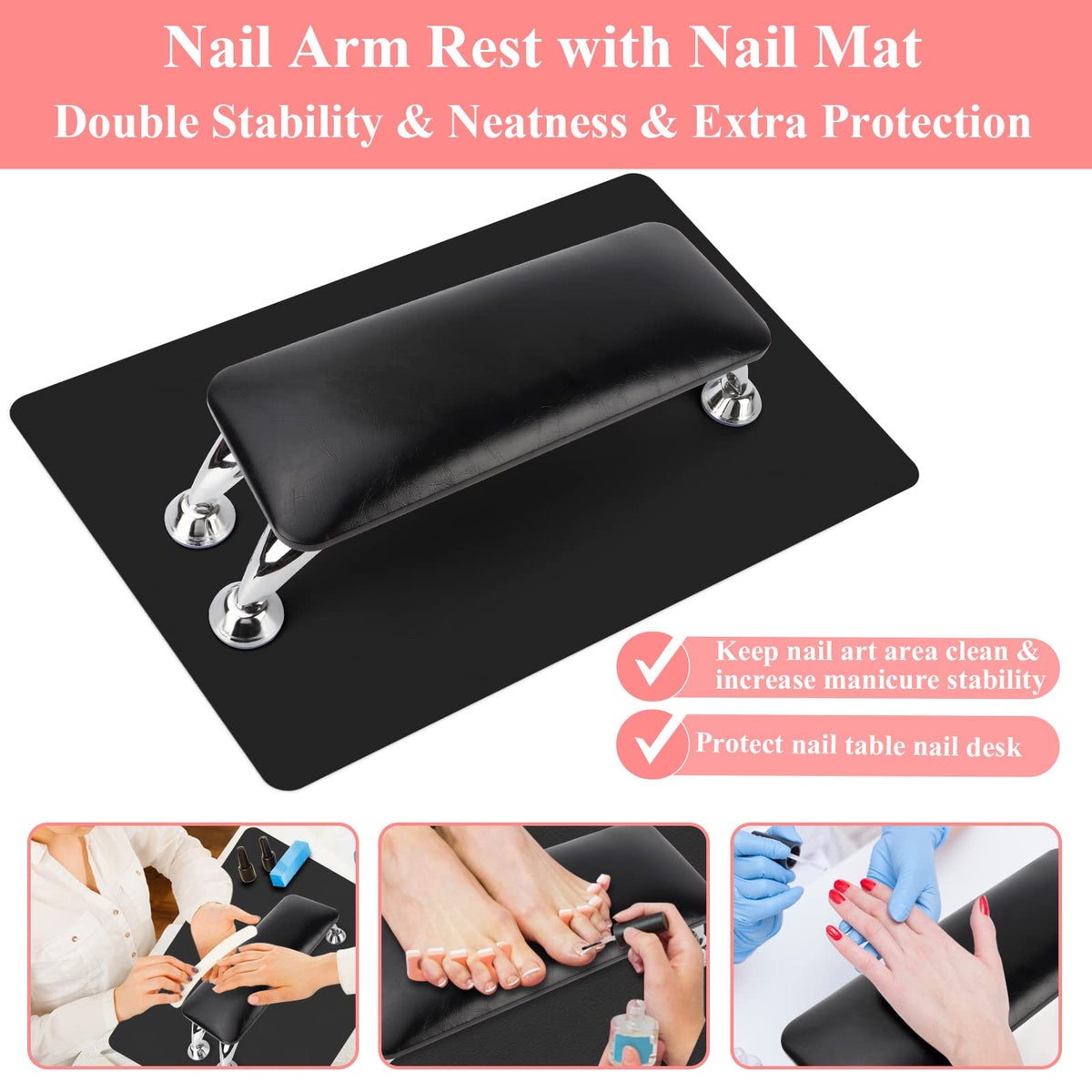 Lionvison non-slip nail rest pillow stays in place during treatments.