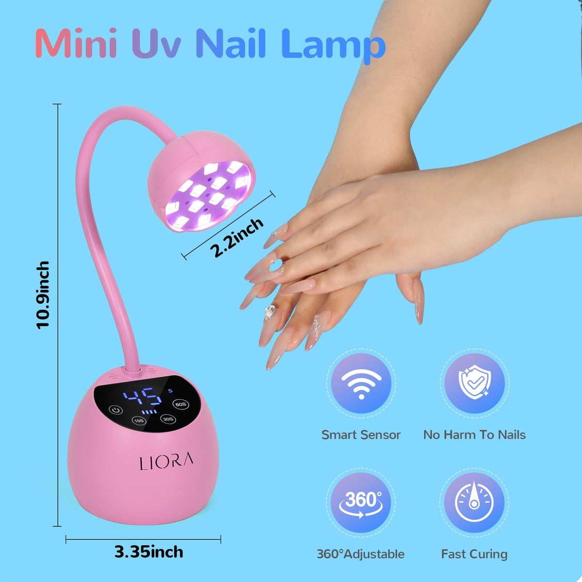 LIORA rechargeable 1800mAh battery supports cordless use.