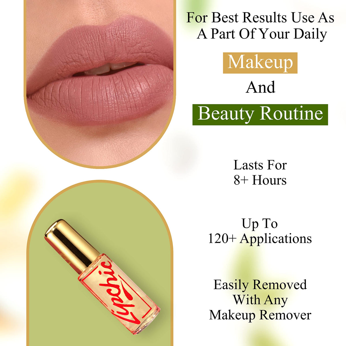 Lip Chic By Ella fast-drying clear matte seal on lips.