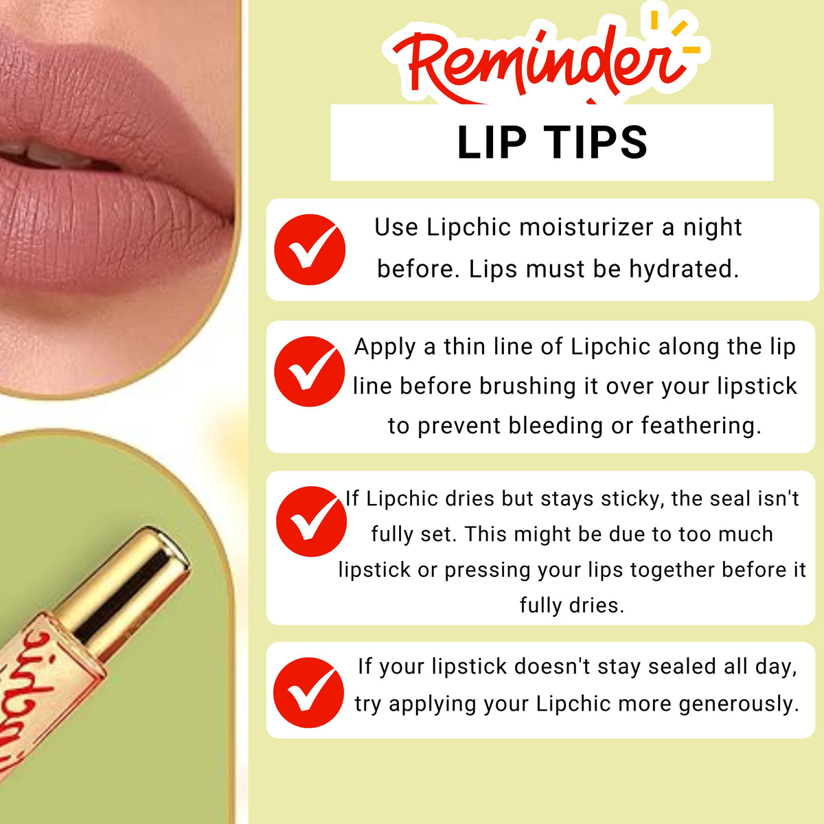 Lip Chic By Ella seal blocks smudges and moisture for longer wear.
