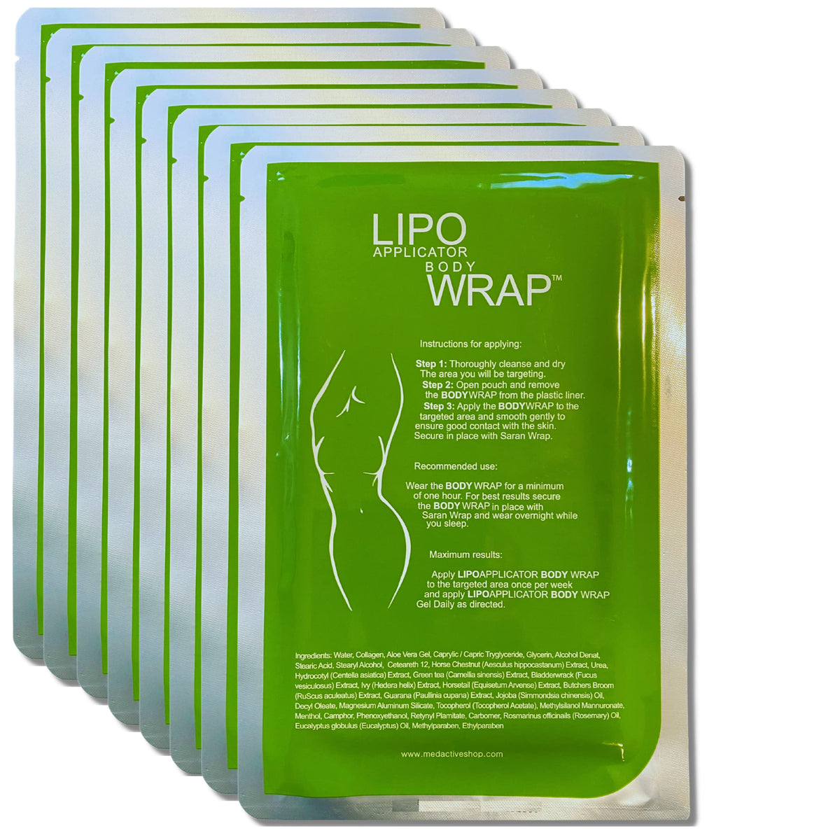 Lipo Applicator ultimate wrap packaging shows premium at home spa treatment for contouring.