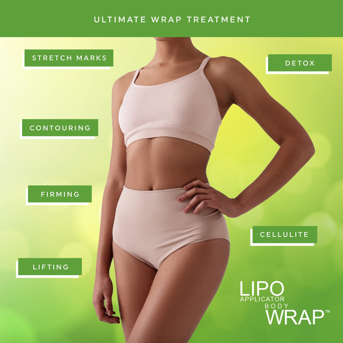 Lipo Applicator wrap applied to stomach for firming and gentle contouring.