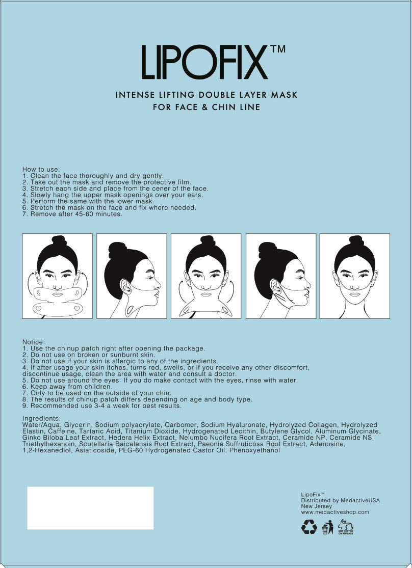 Lipofix Glow Skin Around Chin indicates enhanced radiance with consistent application.