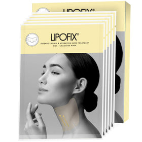 LIPOFIX Neck Lifting Hydrating Mask packaging shown for firmer neck skin.