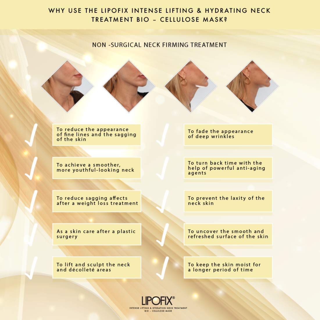 LIPOFIX Neck Lifting Hydrating Mask texture closeup for comfortable wear.