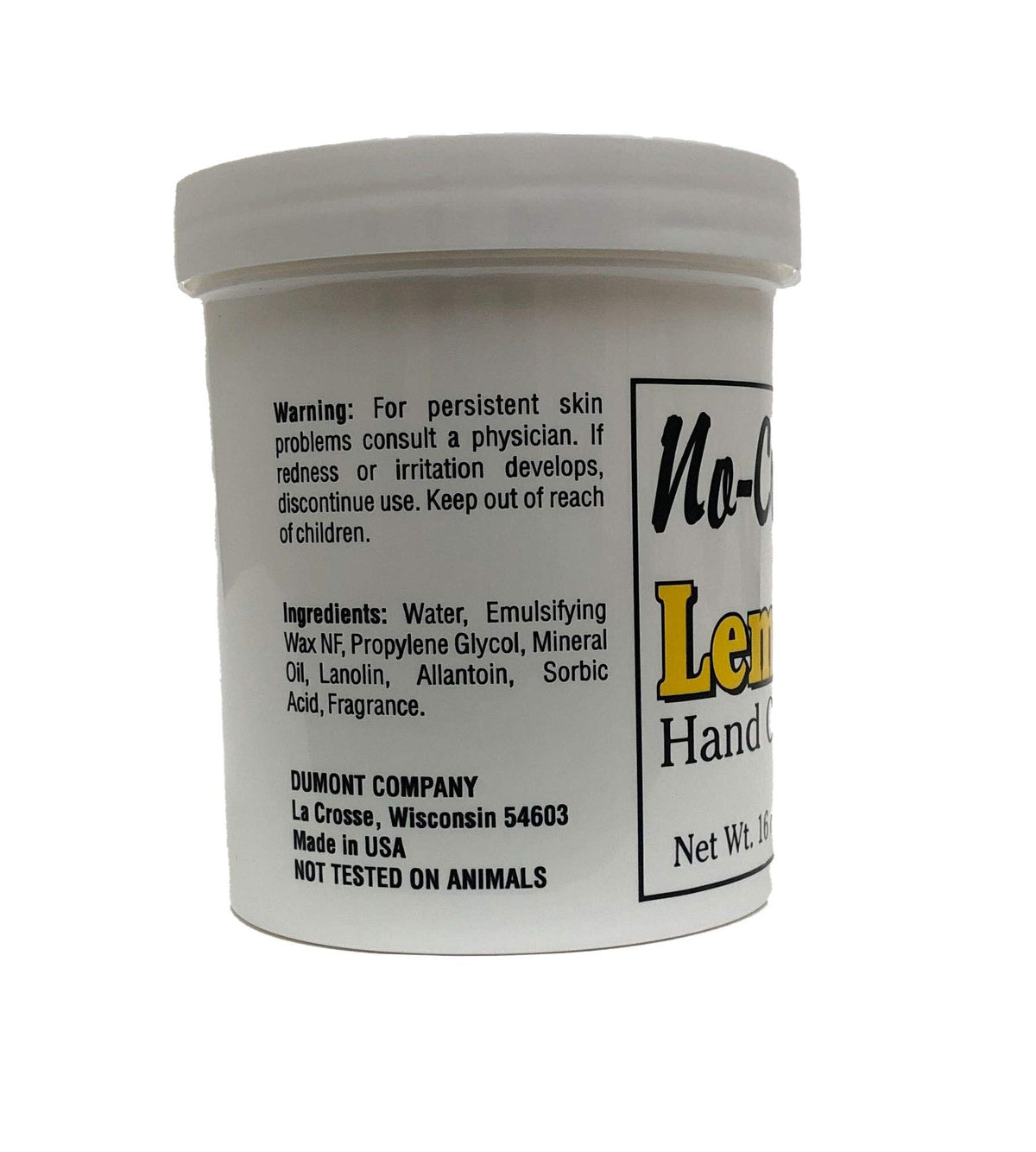 Liphontcta No-Crack Lemon Hand Cream jar side: long-lasting moisture.