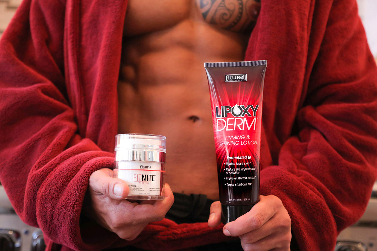 Lipoxyderm Advanced Firming Lotion applied to thigh demonstrates quick absorption.
