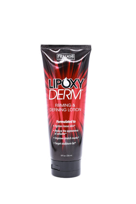 Lipoxyderm Advanced Firming Lotion bottle shows fragrance-free non-greasy formula for firmer skin.