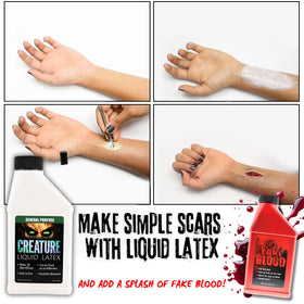 Liquid Latex Fashions easy application and removal for quick costume prep.
