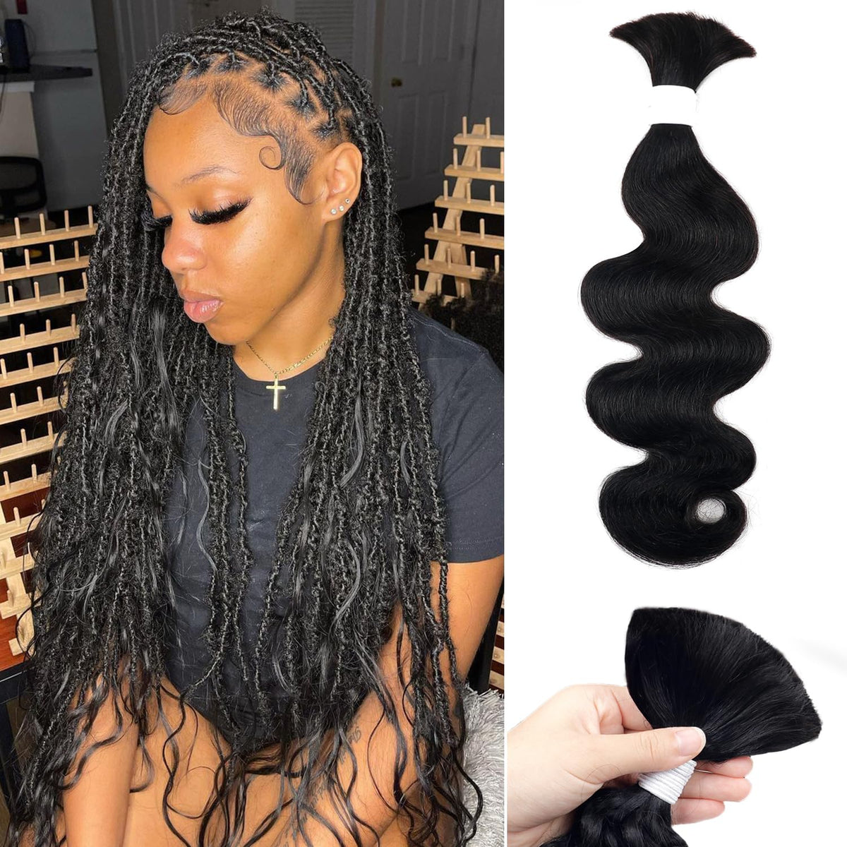 Liqusee braiding hair 18in natural black bundle for fuller looks