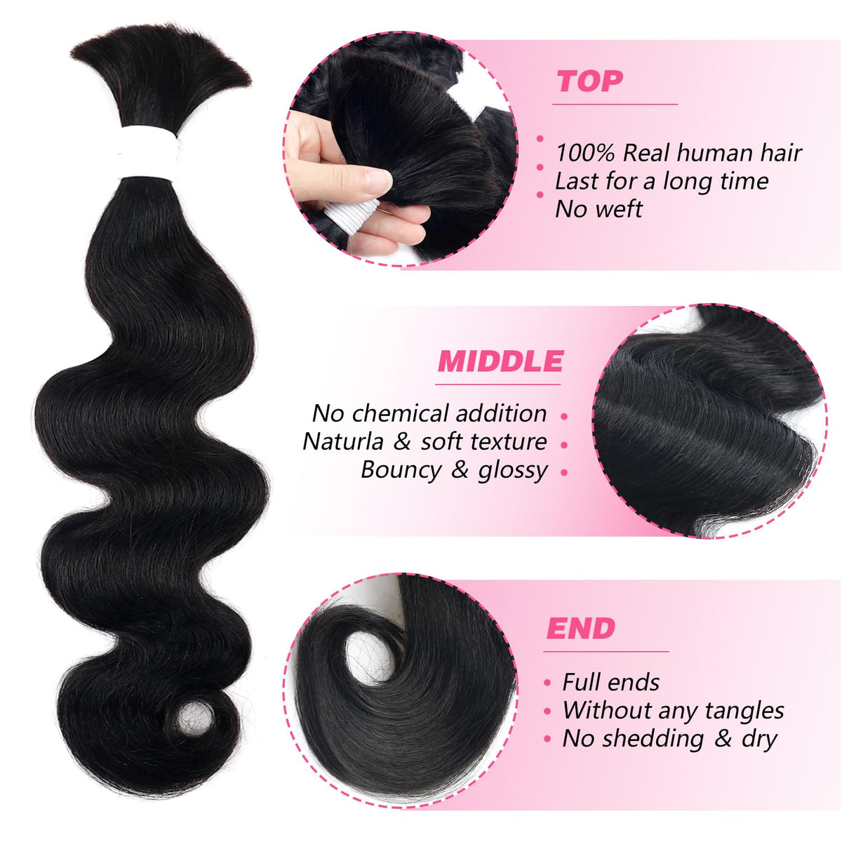 Liqusee Brazilian virgin hair 100g close-up showing soft, clean texture.