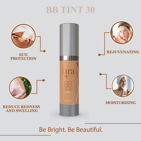 Lira Clinical BB label highlights SPF 30 and vitamins