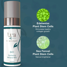 On-the-go dewy finish shot of Lira Clinical BIO mist.