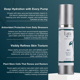 Lira Clinical BIO Hydra C serum ingredients card highlights key actives