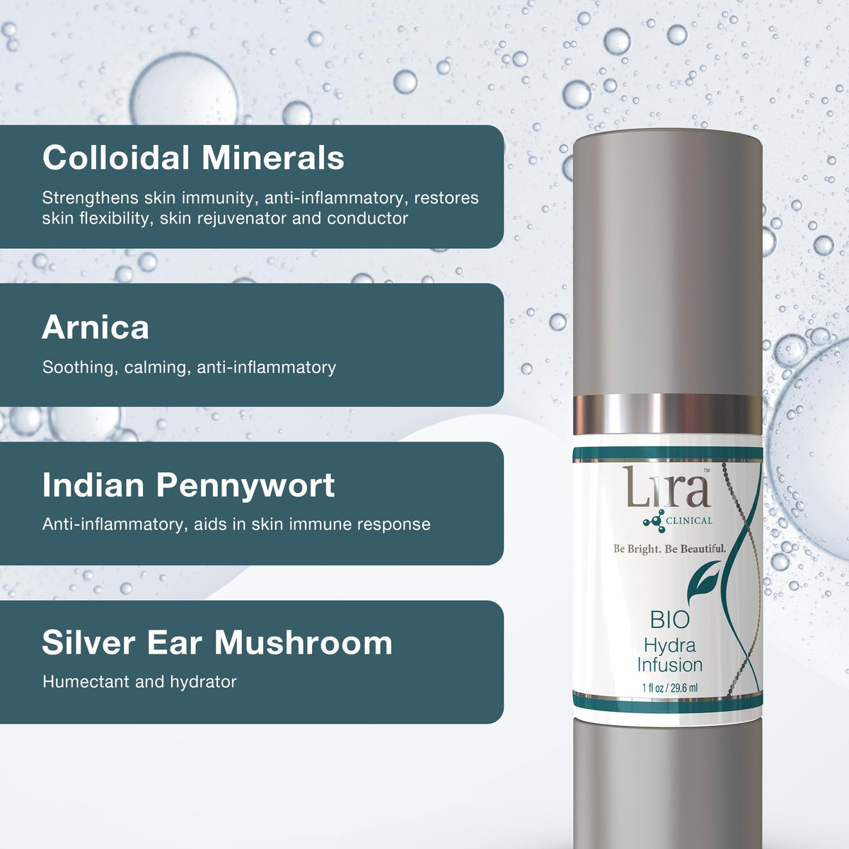 Lira Clinical Bio Hydra Infusion travel pack demonstrates convenient skincare on the go.