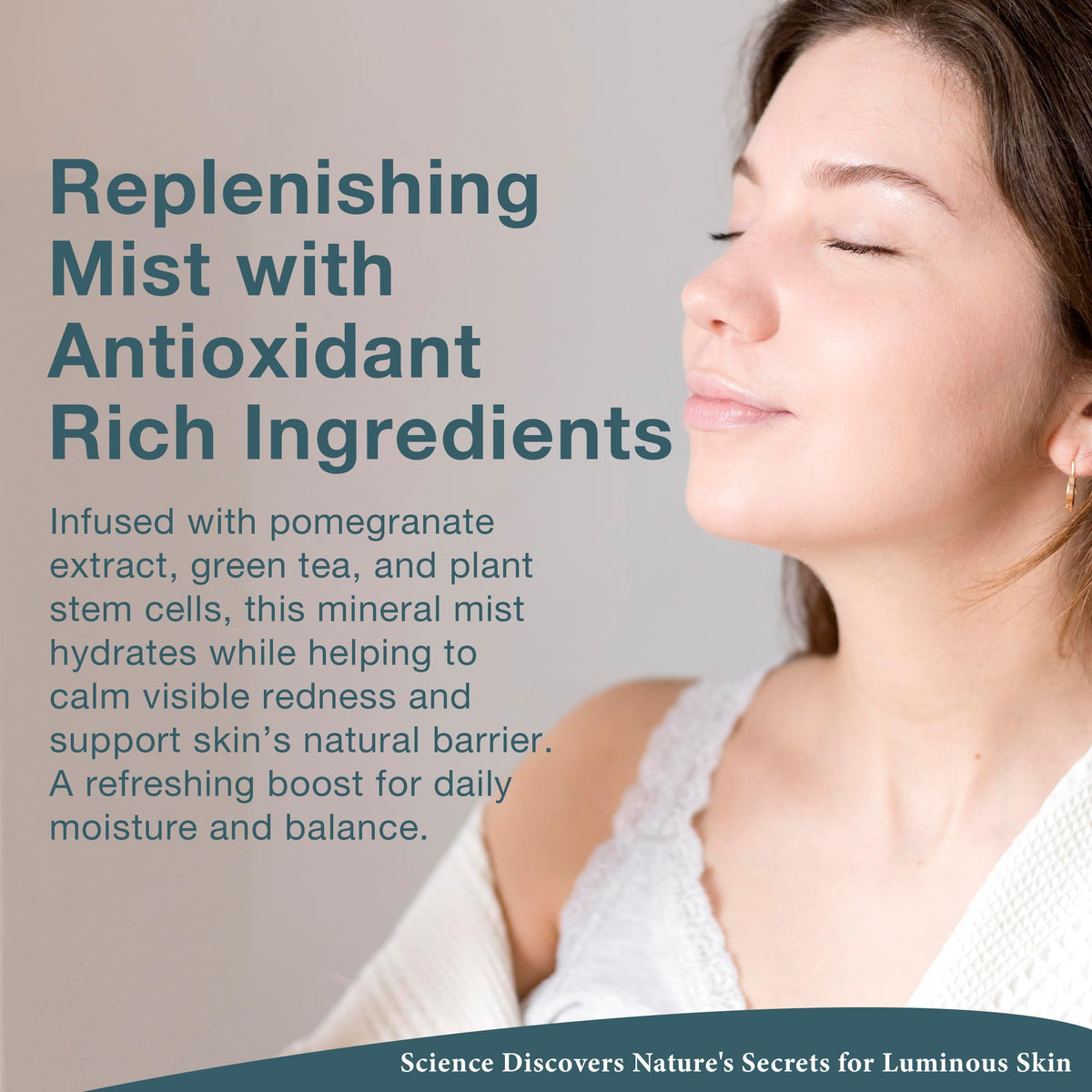 Lira Clinical BIO Hydrating Mineral Mist spray in use for a refreshing mist.