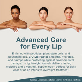 Lira Clinical BIO Lip Factor balm swirls on skin illustrating glossy hydration.