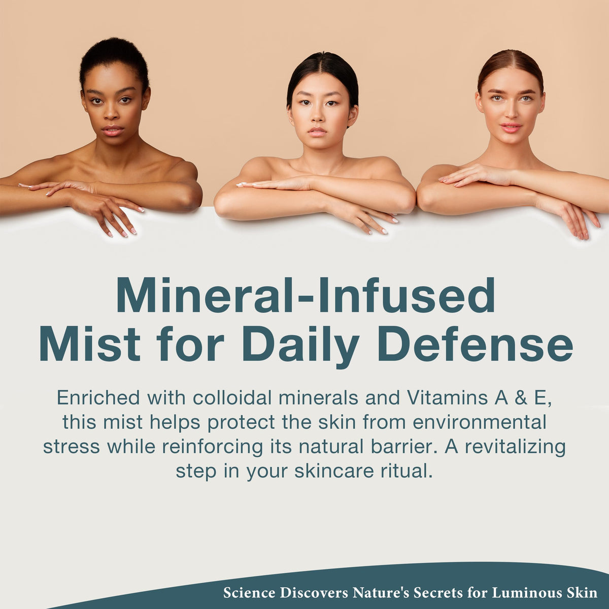 Application shot of Lira Clinical BIO Mineral Spray refreshing makeup routine.