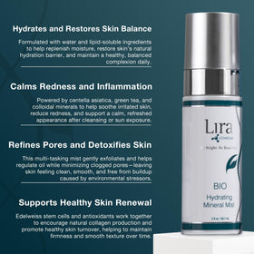 Close-up of plant stem cell formula in Lira Clinical BIO Hydrating Mineral Mist.