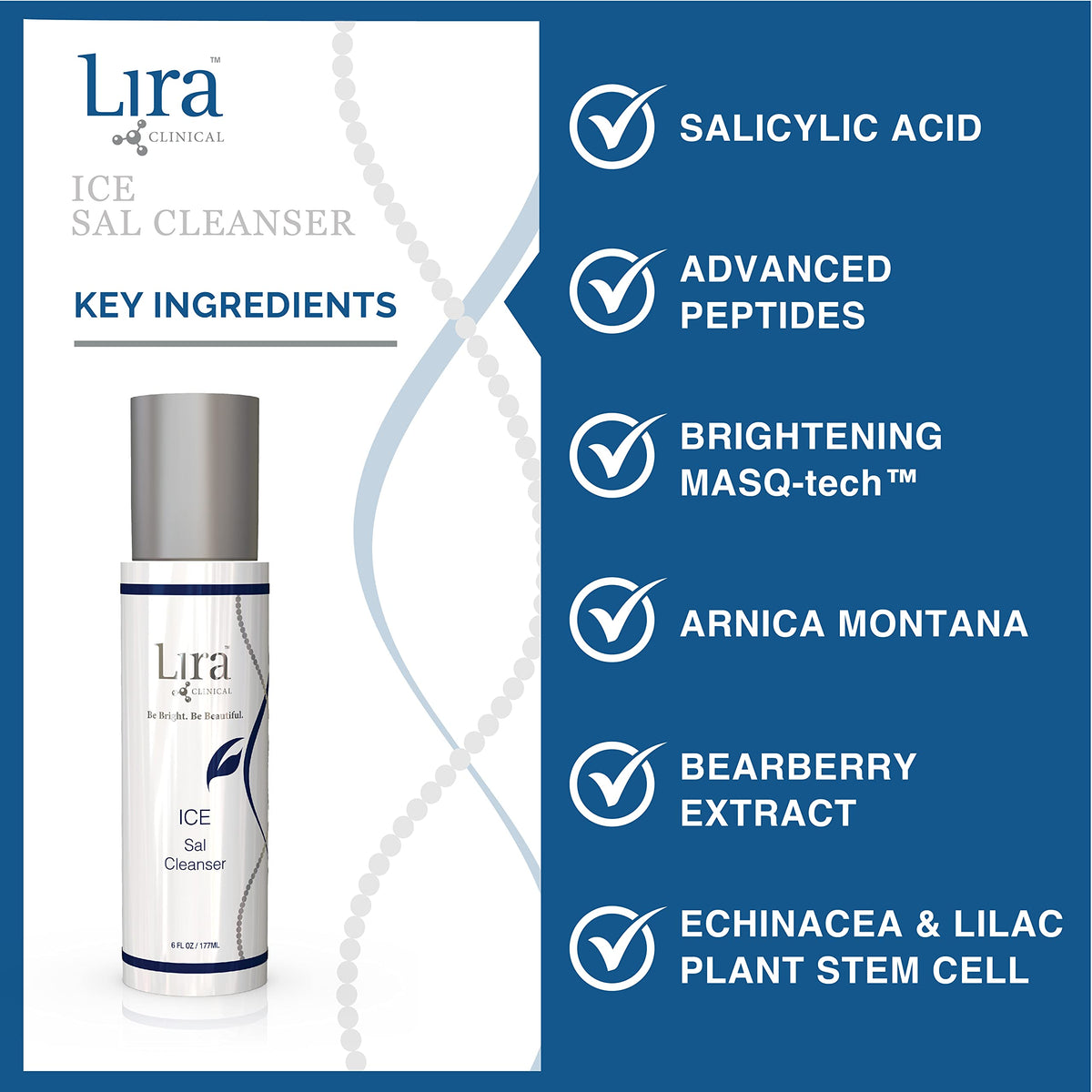 Lira Clinical ICE Sal Cleanser packaging with ingredients label