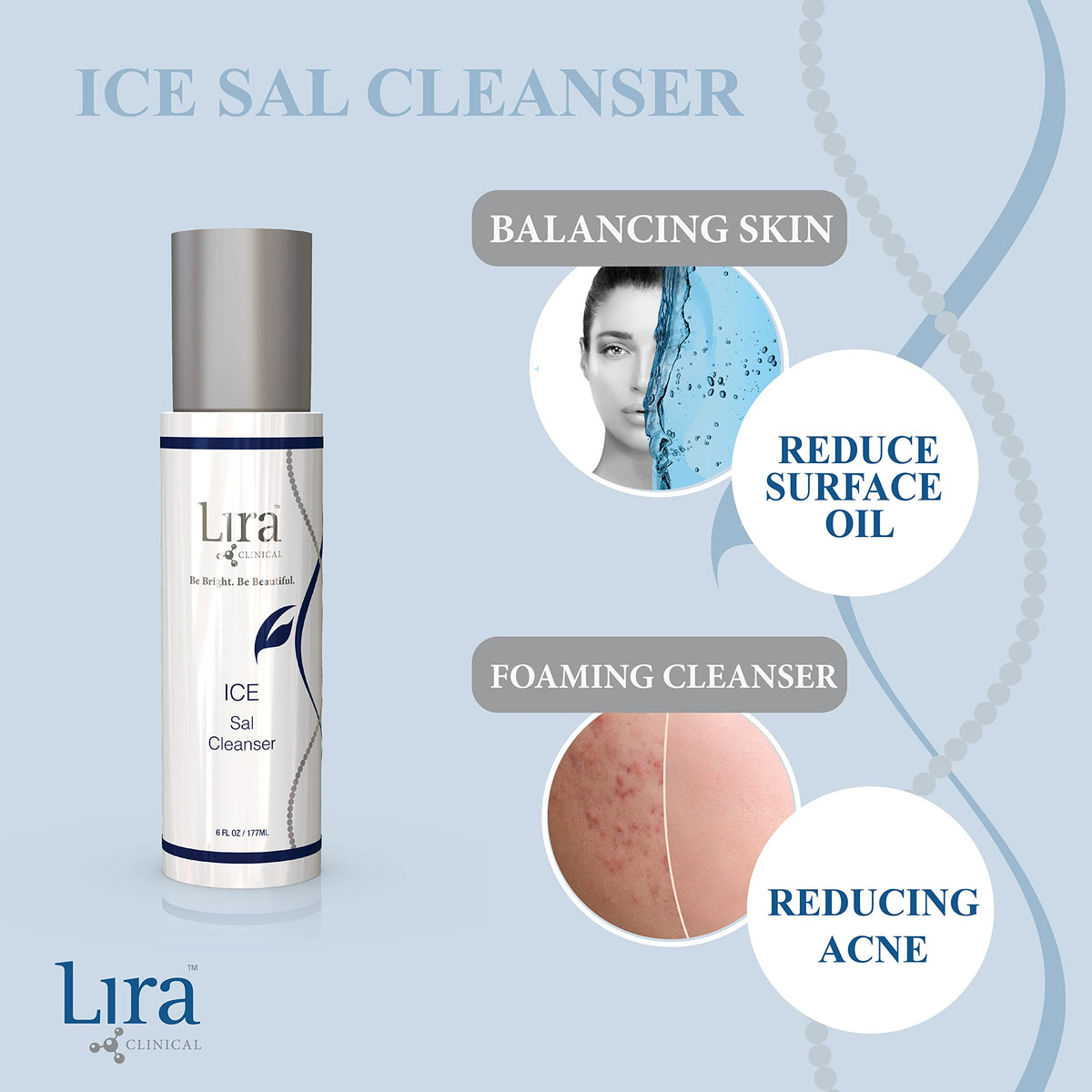Lira Clinical ICE Sal Cleanser texture close-up showing plant stem cell formula