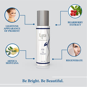 Lira Clinical ICE Sal Cleanser travel size on bathroom shelf