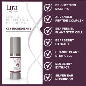 Lira Clinical MYSTIQ eye cream after-application look reveals rested eyes.