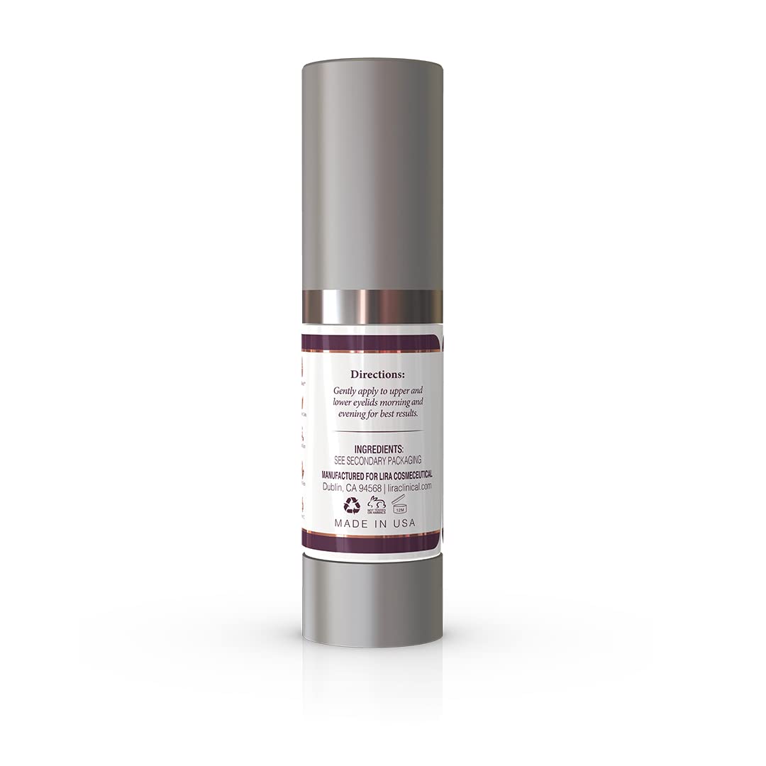 Lira Clinical MYSTIQ eye cream packaging signals premium firming formula.