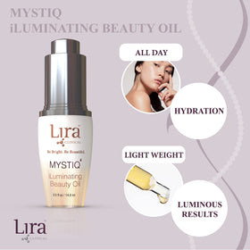 Infographic showing Madonna Lily stem cells and antioxidant plant oils in MYSTIQ