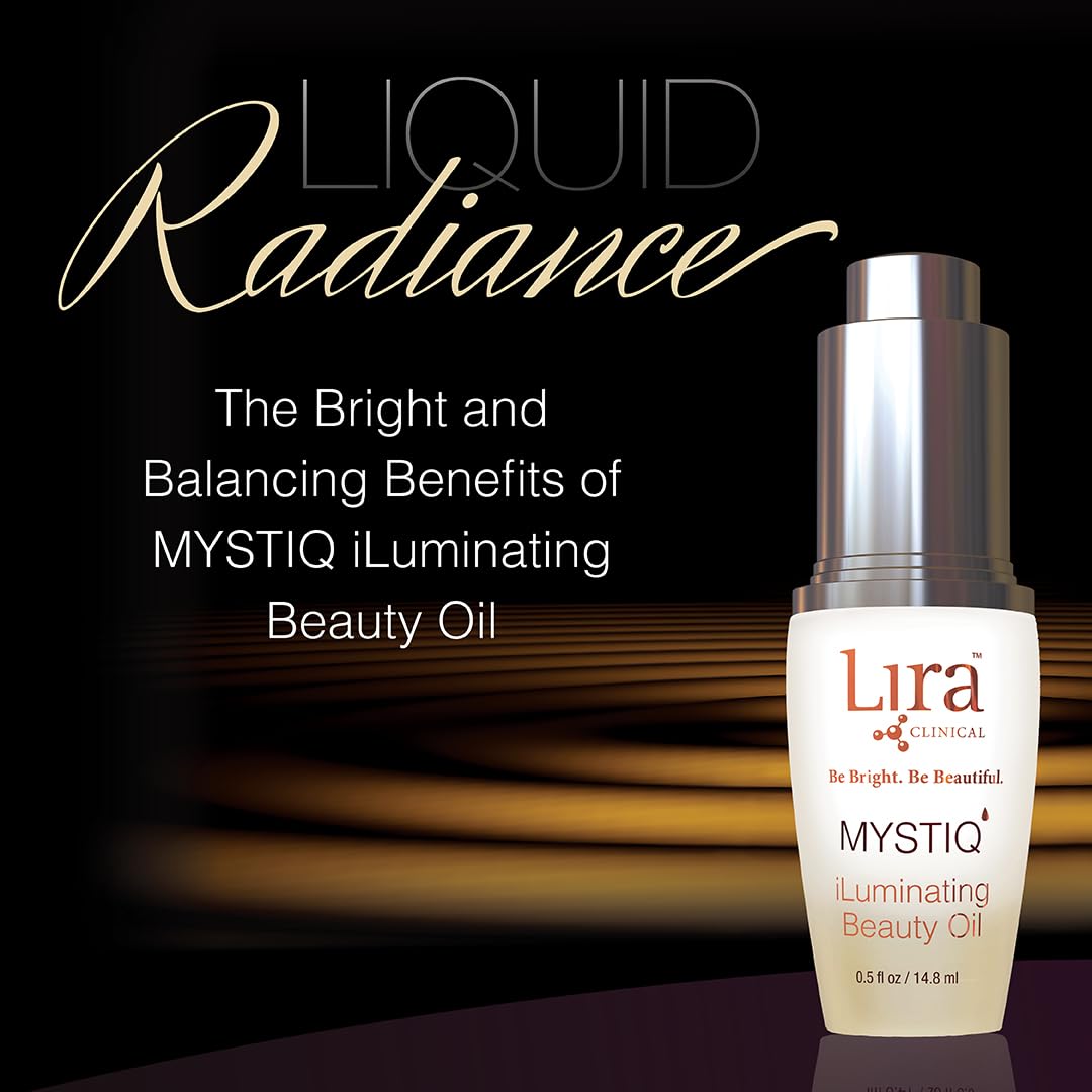 Elegant packaging close-up of Lira Clinical MYSTIQ Beauty Oil
