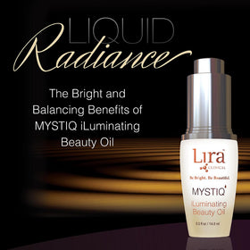 Elegant packaging close-up of Lira Clinical MYSTIQ Beauty Oil