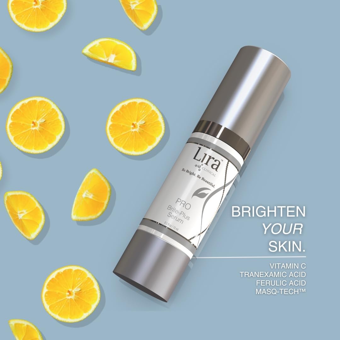Hands apply Lira Clinical PRO Brite-Plus Serum during morning routine