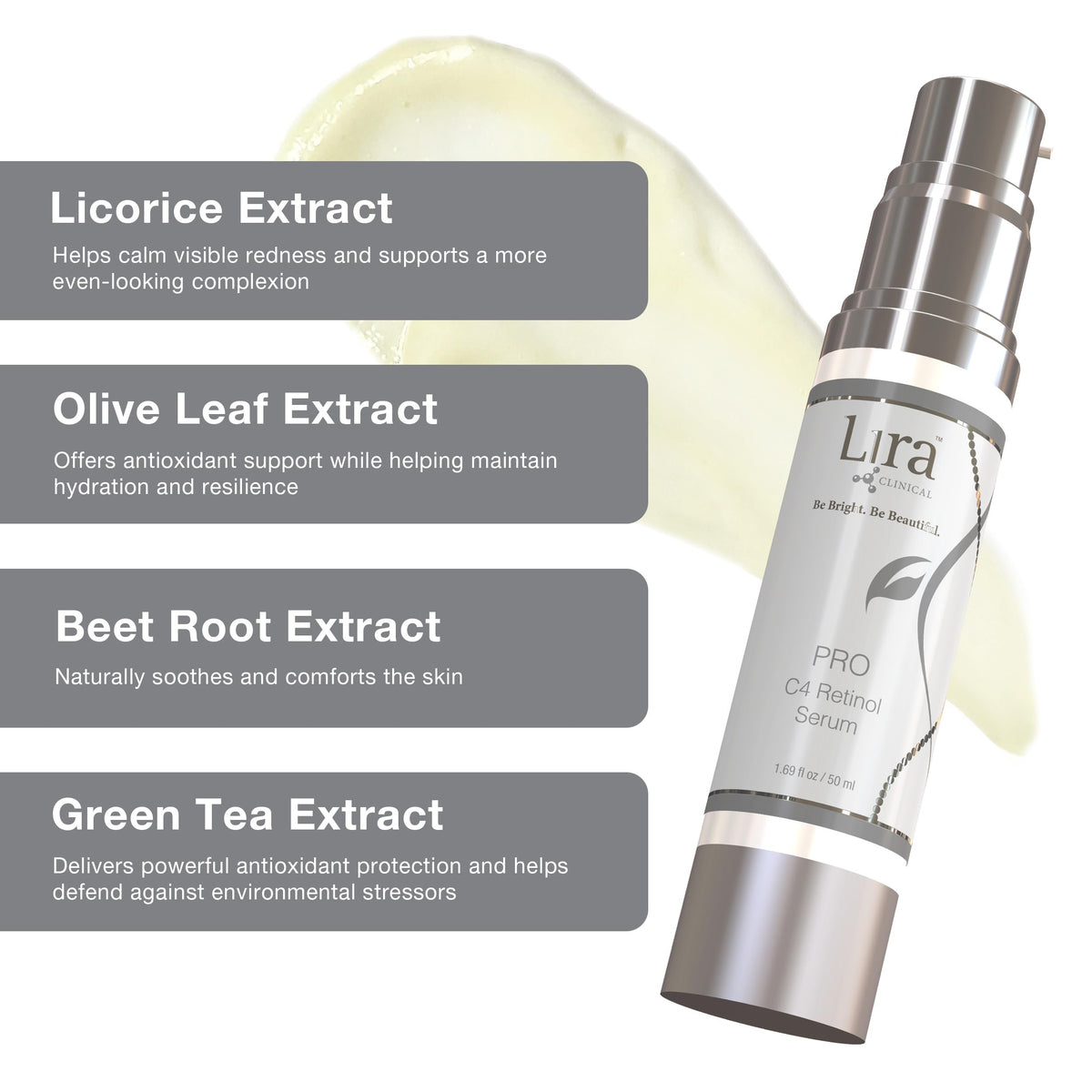 Lira Clinical Pro C4 Retinol Serum cap close-up, highlighting secure seal.