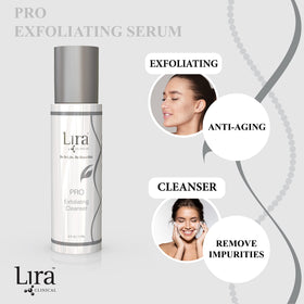 Lira Clinical PRO Exfoliating Cleanser pearlescent texture close-up for gentle exfoliation