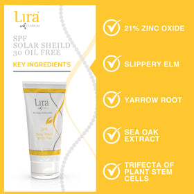 Lira Clinical SPF Solar Shield 30 dermatologist-tested for safe use.