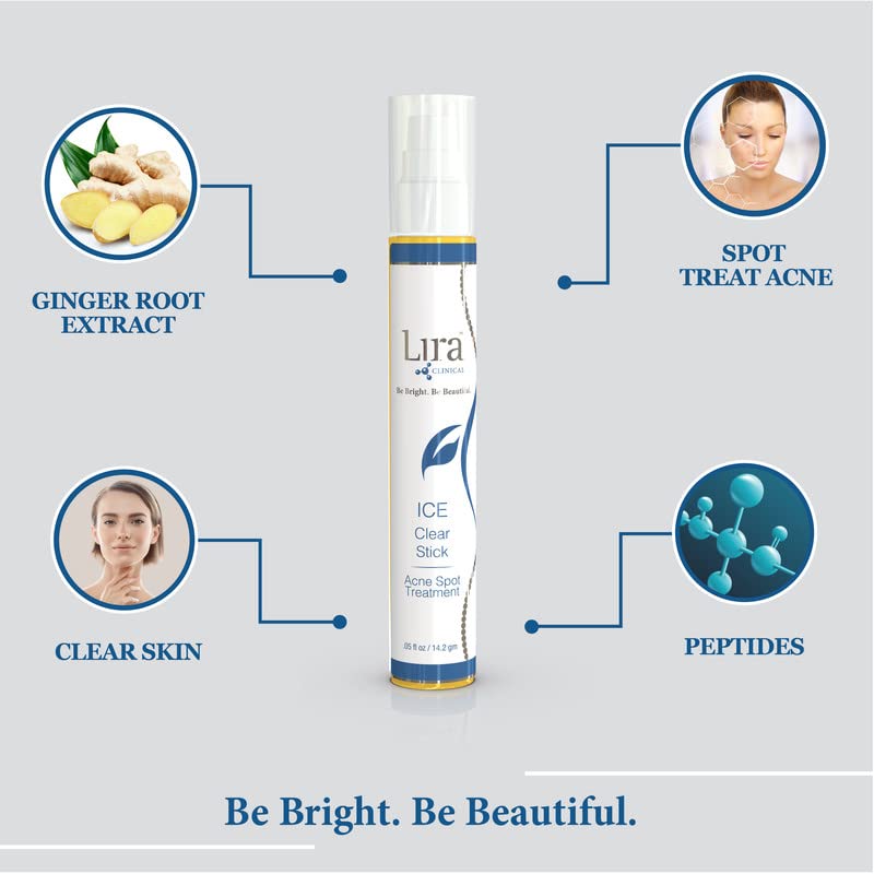 Lira Clinical ICE Clear Stick applying to a blemish to shrink pores.