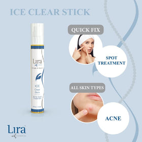 Lira Clinical ICE Clear Stick on-the-go application for fast spot treatment during the day.
