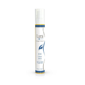 Lira Clinical ICE Clear Stick tube close-up for quick blemish relief and redness reduction.