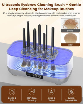Lirynvex cleaner delivers 360-degree ultrasonic cleaning for thorough bristle care.