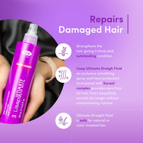 Close-up of Lisap label highlighting hydration and shine for hair.