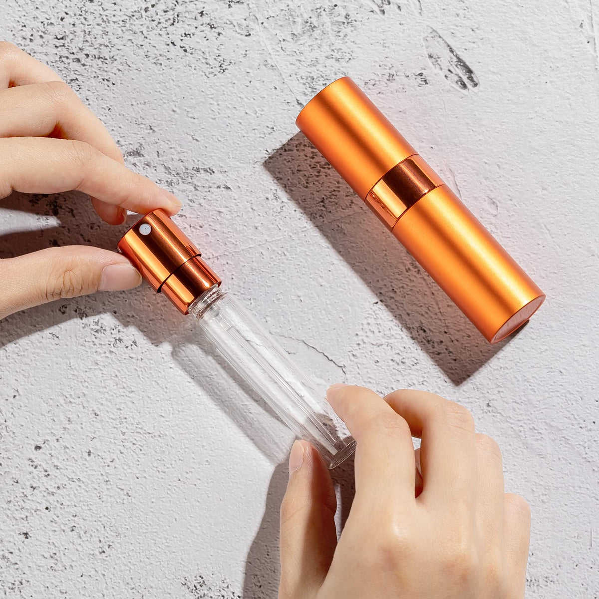 LISAPACK glass bottle with funnel for clean filling.