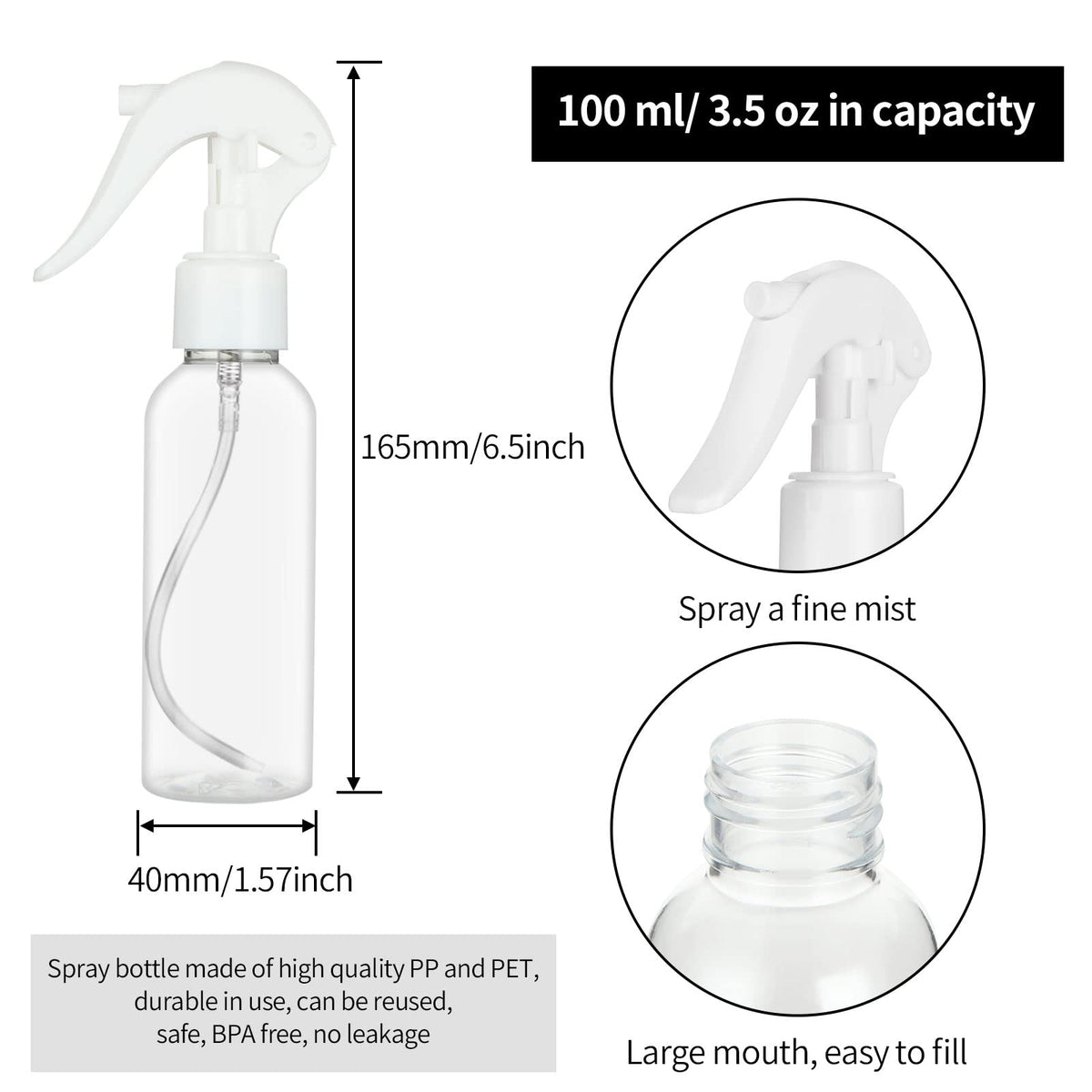 LISHINE 100ml clear bottle shows BPA-free construction and safety.