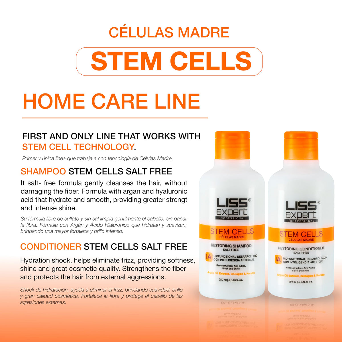 Liss Expert salt-free shampoo and conditioner set for gentle cleansing.