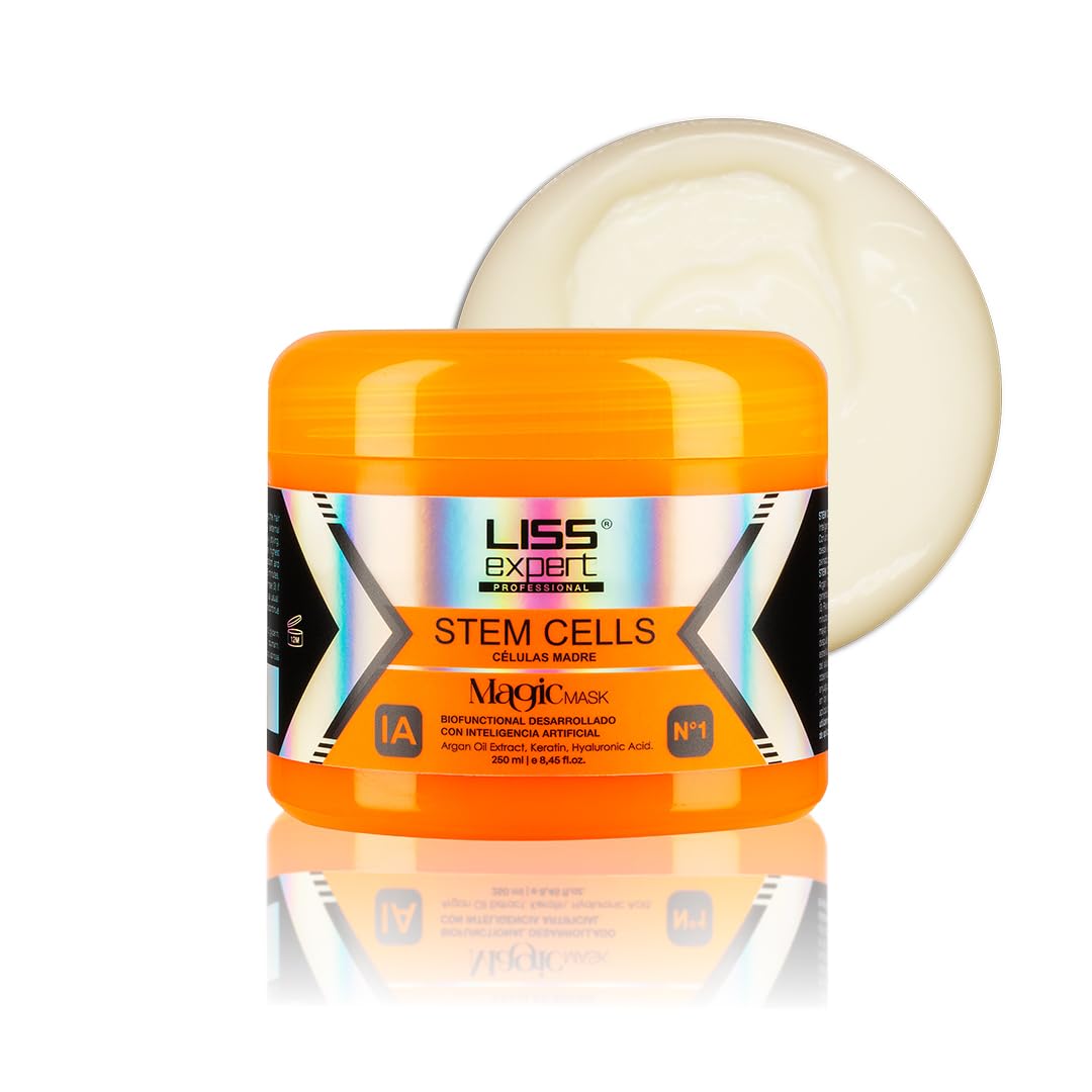 Liss Expert Stem Cells Magic Hair Mask bottle with argan oil for deep conditioning and shine.
