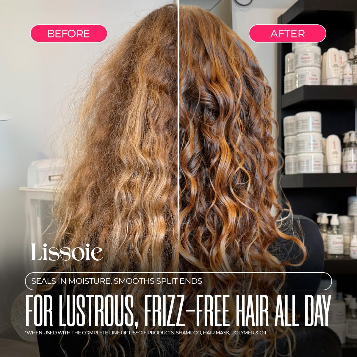 Lissoie Revitalizing Anti-Frizz Mask texture close-up reveals creamy, nourishing formula.